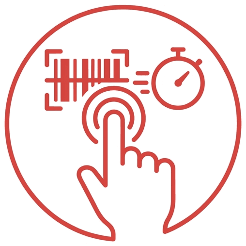 Scan, tap, and timestamp icon
